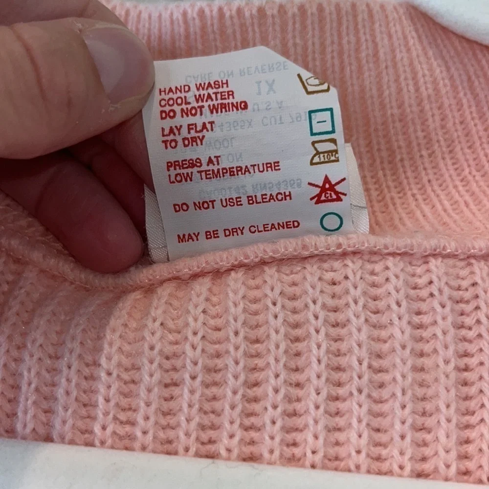 VINTAGE light pink sweater vest topper woolblend boho grandmacore cottagecore 1X - Picture 6 of 15
